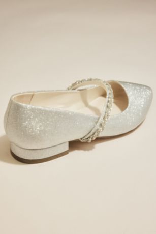Crystal Rope Twist Strap Low Block Heel Mary Janes | David's Bridal